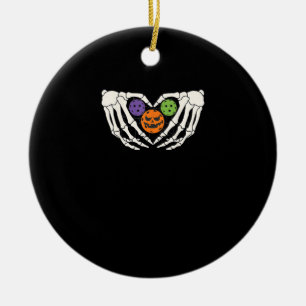 Grappige augurk Halloween Skelet Handen Hart Pompo Keramisch Ornament