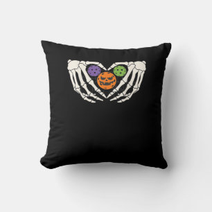 Grappige augurk Halloween Skelet Handen Hart Pompo Kussen