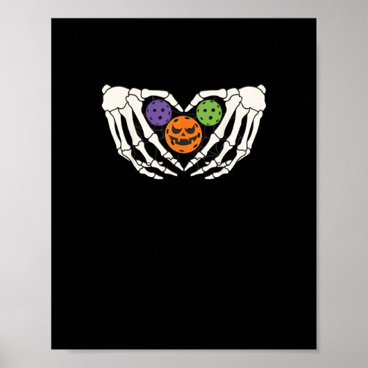 Grappige augurk Halloween Skelet Handen Hart Pompo Poster (Voorkant)