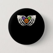 Grappige augurk Halloween Skelet Handen Hart Pompo Ronde Button 5,7 Cm (Voorkant)