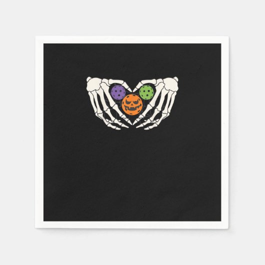 Grappige augurk Halloween Skelet Handen Hart Pompo Servet (Voorkant)