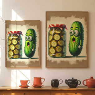 Grappige Augurk Muur Kunst Cartoon Poster Donkere