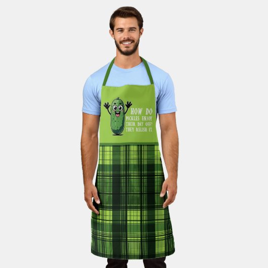 Grappige augurk relish word art pun schort (Gedragen)