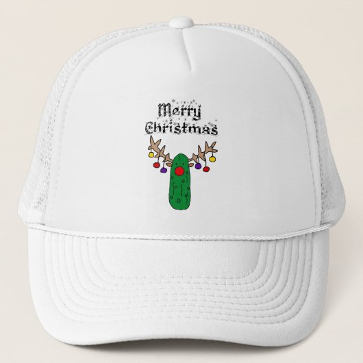 Grappige Augurk Rendier Kerstmis Kunst Trucker Pet (Voorkant)