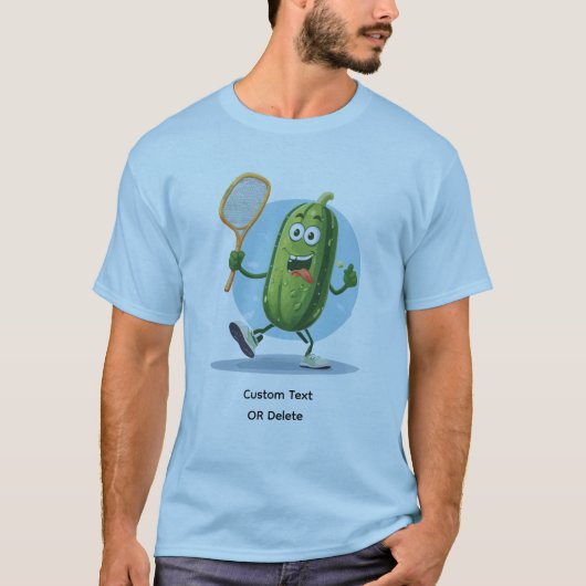 Grappige Augurk Speelt Pickleball Aangepaste Tekst T-shirt (Voorkant)