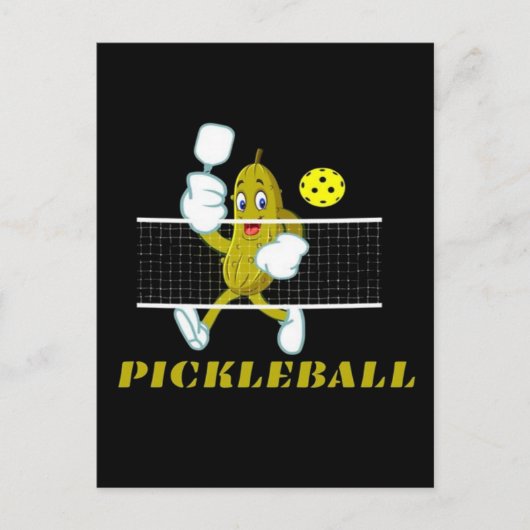 Grappige Augurk Speelt Pickleball Feestdagenkaart (Voorkant)