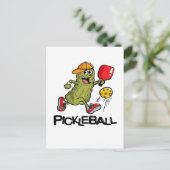 Grappige Augurk Speelt Pickleball Feestdagenkaart (Staand voorkant)