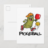 Grappige Augurk Speelt Pickleball Feestdagenkaart (Voorkant / Achterkant)