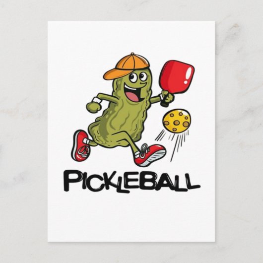 Grappige Augurk Speelt Pickleball Feestdagenkaart (Voorkant)