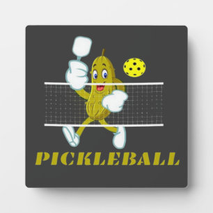 Grappige Augurk Speelt Pickleball  Fotoplaat