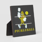 Grappige Augurk Speelt Pickleball Fotoplaat (Voorkant)