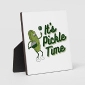 Grappige Augurk Speelt Pickleball Fotoplaat (Voorkant)
