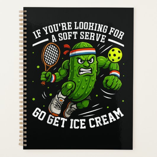 Grappige Augurk Speelt Pickleball Planner (Voorkant)