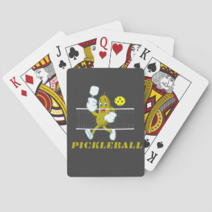 Grappige Augurk Speelt Pickleball Pokerkaarten