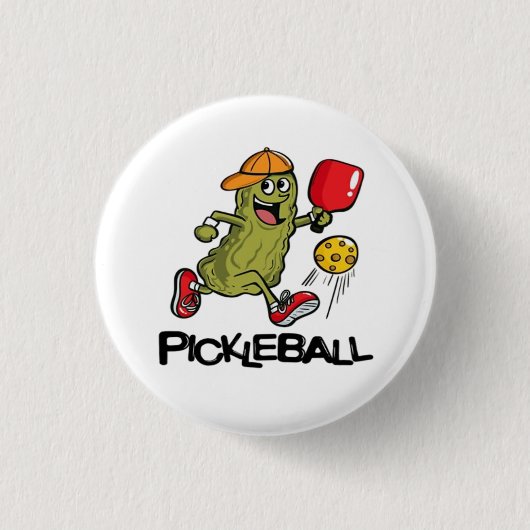Grappige Augurk Speelt Pickleball Ronde Button 3,2 Cm (Voorkant)
