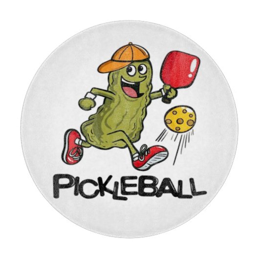 Grappige Augurk Speelt Pickleball Snijplank (Voorkant)