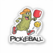 Grappige Augurk Speelt Pickleball  Sticker (Voorkant)