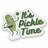 Grappige Augurk Speelt Pickleball Sticker (Voorkant)