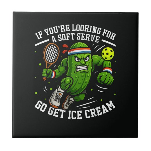 Grappige Augurk Speelt Pickleball Tegeltje (Voorkant)