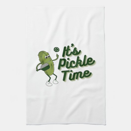 Grappige Augurk Speelt Pickleball Theedoek (Verticaal)
