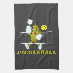 Grappige Augurk Speelt Pickleball  Theedoek
