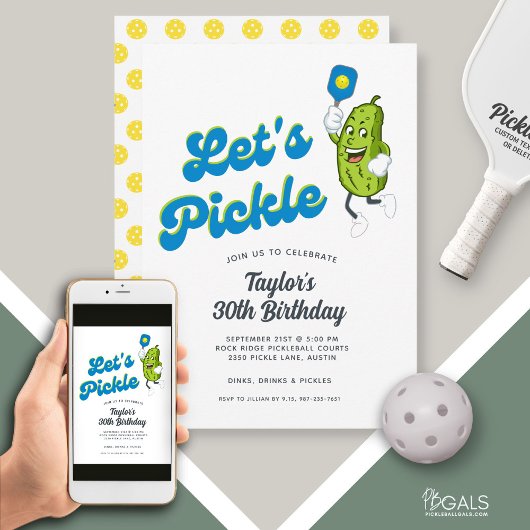 Grappige augurk spelen pickleball verjaardagsfeest kaart