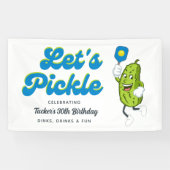 Grappige augurk spelen pickleball verjaardagsfeest spandoek (Horizontaal)