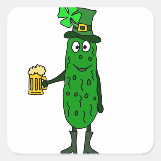Grappige augurk St. Patrick's Day Art Vierkante Sticker (Voorkant)