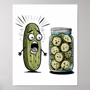 Grappige augurk verras een komkommer en een pot sl poster