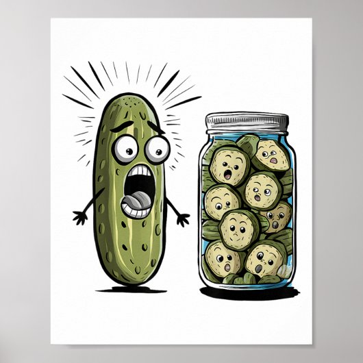Grappige augurk verras een komkommer en een pot sl poster (Voorkant)