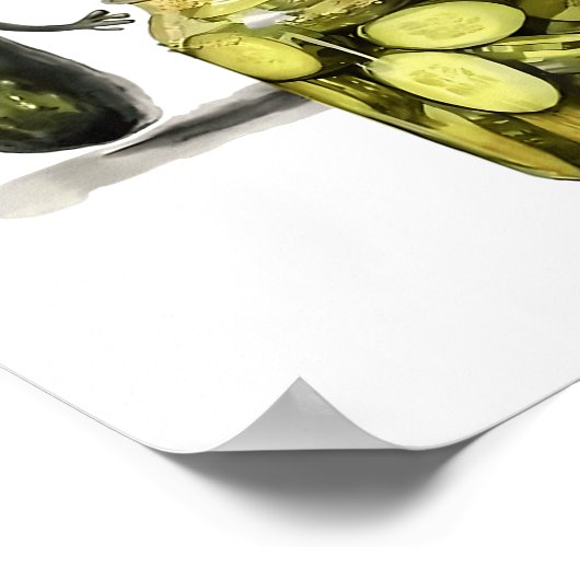 Grappige augurk verras een komkommer en een pot sl poster (Hoek)