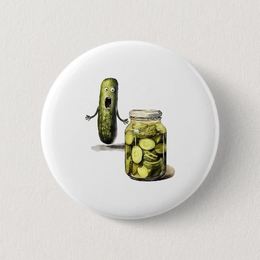 Grappige augurk verras een komkommer en een pot sl ronde button 5,7 cm (Voorkant)