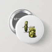 Grappige augurk verras een komkommer en een pot sl ronde button 5,7 cm (Voorkant /achterkant)