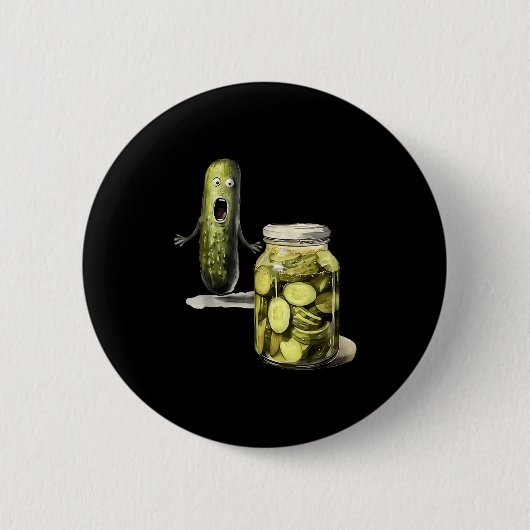 Grappige augurk verrassing een kubus en een pot ge ronde button 5,7 cm (Voorkant)