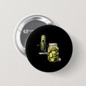Grappige augurk verrassing een kubus en een pot ge ronde button 5,7 cm (Voorkant /achterkant)