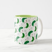 Grappige augurken en ingemaakte uitjes patroon tweekleurige koffiemok (Voorkant rechts)