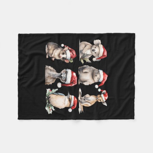 Grappige Aussie Dieren Kerstman en Australisch Fleece Deken (Voorkant (Horizontaal))