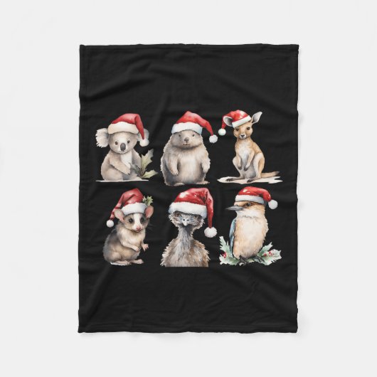 Grappige Aussie Dieren Kerstman en Australisch Fleece Deken (Voorkant)