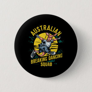 Grappige Australische Break Dancing Squad Kangaroo Ronde Button 5,7 Cm