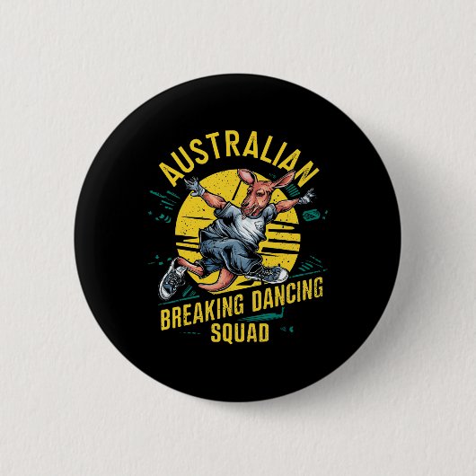Grappige Australische Break Dancing Squad Kangaroo Ronde Button 5,7 Cm (Voorkant)