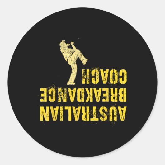 Grappige Australische Breakdance Coach Tumbling Br Ronde Sticker (Voorkant)