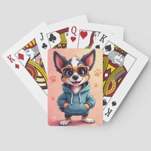 Grappige Australische Cattle Dog Kawaii Hond Pokerkaarten (Achterkant)