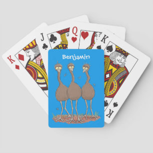 Grappige Australische emoe trio cartoon illustrati Pokerkaarten