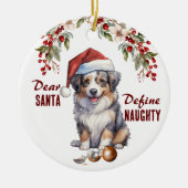 Grappige Australische herder definiëren ondeugende Keramisch Ornament (Voorkant)