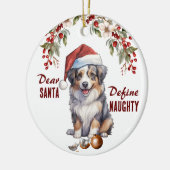 Grappige Australische herder definiëren ondeugende Keramisch Ornament (Links)