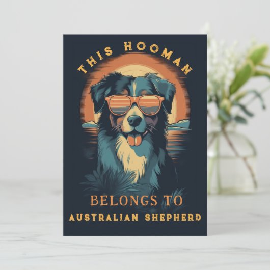 Grappige Australische Herder Hond Ouder Gepersonal Aankondiging (Staand voorkant)