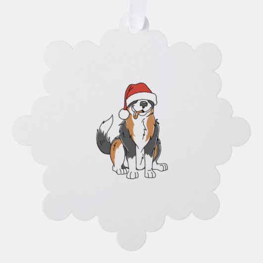 Grappige Australische Herder Kersthond in Santa H Ornament Kaart (Voorkant)