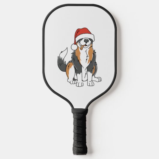 Grappige Australische Herder Kersthond in Santa H Pickleball Paddle (Voorkant)