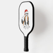 Grappige Australische Herder Kersthond in Santa H Pickleball Paddle (Links)