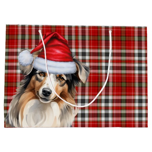 Grappige Australische Herder Kerstmis Plaid Groot Cadeauzakje (Achterkant)